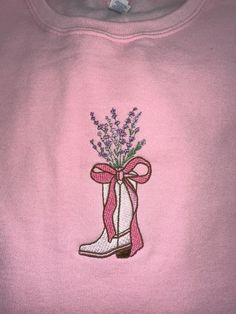 Crewneck: Gildan Please refer to the photo for sizing details If you would like different colors of this sweatshirt - please message me! Casual Lavender Sweatshirt For Spring, Casual Pink Sweatshirt With Floral Embroidery, Lavender Crew Neck Sweatshirt For Fall, Spring Pink Sweatshirt With Embroidered Graphics, Pink Embroidered Sweatshirt For Spring, Lavender Crew Neck Sweatshirt For Spring, Spring Lavender Crew Neck Sweatshirt, Lavender Cotton Sweatshirt For Fall, Cute Embroidered Sweatshirt For Spring