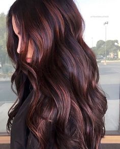 Dark Copper Balayage Brunette, Biomes Project, Red Balayage Hair, Hair Color Mahogany, Mahogany Hair, Rambut Brunette, Work Hair, Brunette Hair With Highlights, Hair Color Auburn