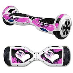 pink and black hovers with skulls on the front, two wheels and one wheel