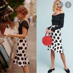 Size 8 Fits A Medium Best! Midi Length Black And White Polka Dot Pounded Skirt New With Tags! Flounced Skirt, Jacquard Midi Skirt, Questions Instagram, Silk Midi Skirt, Blue Jean Skirt, Knit Pencil Skirt, Faux Leather Mini Skirt, Creme Color, Knit Midi Skirt