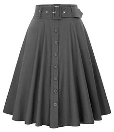 Belle Poque Women's Stretch High Waist A-Line Flared Midi Skirts with Pockets Victorian Skirt, Midi Skirt With Pockets, Classic Skirts, Midi Flare Skirt, Tie Skirt, Black Denim Skirt, Vintage Rock, High Waisted Flares, Skirt Belt