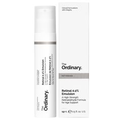 The Ordinary Retinal 0.2% Emulsion, The Ordinary's most potent retinoid blend, has been formulated with a stabilized retinaldehyde, making it perfect for advanced age support. This high-strength formula works to enhance skin firmness and smoothness while significantly diminishing the appearance of dark spots, refining skin texture, and targeting uneven skin tone to boost your complexion's luminosity. One step closer to the bioactive vitamin A than retinol— retinal works to help reduce the appear Skincare Cupboard, Skincare Organiser, Ordinary Retinol, Night Building, The Ordinary Serum, The Ordinary Retinol, Retinol Skincare, Autumn School, Frown Lines