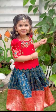 Baby Girl Traditional Dress Indian, Lehanga Blouses, Langa Designs, Tamil Marriage, Lehanga For Kids, Kids Embroidery, Kids Lehenga Choli