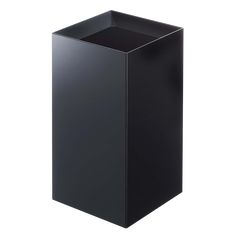 a black trash can on a white background