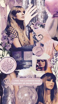 a collage of photos with different things in the background and text that reads, i feel the lavender haze creeping up on me sure