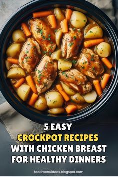 crockpot recipe with chicken and vegetables for healthy dinners