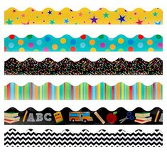 colorful paper tapes with different shapes and sizes