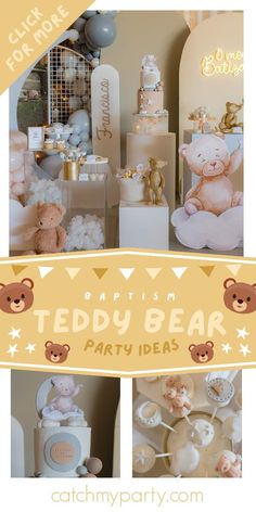 a teddy bear party with lots of decorations