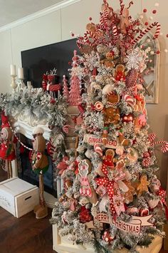 a decorated christmas tree in a living room