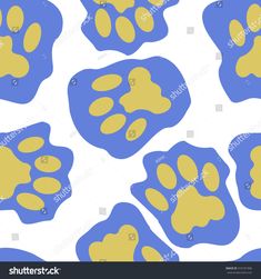 blue and yellow paw prints on a white background stock photo edit now for more images