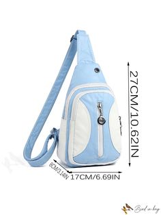 BirdinBag - Stylish Travel Crossbody Chest Bag with Color Block Design - Perfect for Vacations Blue Large Capacity Crossbody Chest Bag, Large Capacity Blue Crossbody Chest Bag, Blue Large Capacity Chest Bag For Outdoor Activities, Blue Large Capacity Chest Bag For Travel, Blue Chest Bag With Large Capacity For Travel, Blue Shoulder Bag For Outdoor, Large Capacity Blue Chest Shoulder Bag, Blue Functional Portable Shoulder Bag, Large Capacity Blue Rectangular Chest Bag