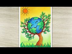 a card with a tree and the earth on it