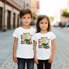 Happy First Day Of School Shirt, First day of school, school shirts, back to school shirt, preschool shirt, kindergarten shirt,Teacher shirt We want to make everyone happy with our stylish, trendy, graphic t-shirts. Whether you buy this t-shirt for yourself or as a gift, you'll be glad you did. You can be sure that it will be both a perfect gift and an indispensable part of your wardrobe that you'll wear every day with great comfort. Your shirts will be ready to ship in 1-3 business days.  Unfor School Spirit Shirt For Back To School, Back To School Spirit Shirt, Fun Short Sleeve T-shirt For School, School Spirit Shirt For End Of School Year, Cute School Shirt With Custom Print, Cute Custom Print School Shirt, Playful Short Sleeve Shirt For School, Fun Tops For Birthday And Back To School, Cute Tops For Birthday And Back To School