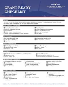 the printable grant ready checklist is shown in blue and red, with an airplane on