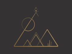 the mountains are made up of triangles and dots, with an arrow in the middle