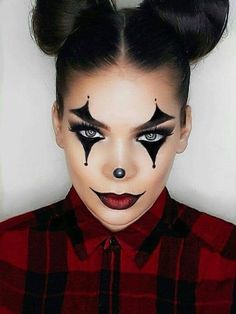 maquiagem de dia das bruxas Maquillage Halloween Simple, Halloween Makeup Clown, Halloween Makeup Look, Up Halloween Costumes, Cute Halloween Makeup, Halloween Makeup Diy, Halloween Makeup Pretty