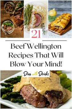 Collage of 4 beef wellington recipes. Beef Wellington Recipe Without Mushrooms, Beef Wellington Sauce Recipe, Sauce For Beef Wellington, Mini Beef Wellington Recipe, Beef Wellington No Mushrooms, Deconstructed Beef Wellington, Mini Beef Wellington With Boursin Cheese, Pork Tenerloin