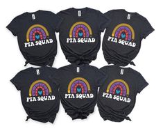 six t - shirts with the words fit squad on them