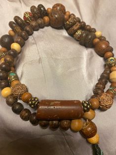 MALA BEAD NECKLACE Custom Design From Vintage Prayer Malas Bodhi rudraksha tulsi India Nepal Bali - Etsy Necklace Mens, Hippie Art, Bead Necklace