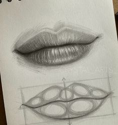 a pencil drawing of two lips with different angles