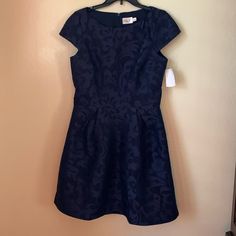 Elisa J Floral Navy Blue Solid Formal Cocktail Dress Blue Fit And Flare Formal Dress, Navy Formal Dress For Spring, Spring Formal Navy Dress, Formal Navy Dress For Spring, Navy Lined Dress For Formal Occasions, Blue Fit And Flare Dress For Work, Burgundy Mini Dress, Fuschia Dress, Black Lace Shorts