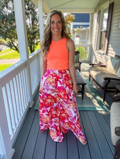 Embrace beach vibes with these flowy wide leg pants, featuring a vibrant tropical floral print. Perfect for a day out in the sun! Material: 100% Polyester Lining: 100% Polyester Color: Pink/Orange Fit: True-to-Size Model Info: Model is 5'3" wearing a size small. Material and Care: Material: 100% Polyester Care: Hand Wash Cold Colors may vary from different viewing devices. Fit: True to Size General Size Chart:S (2-4) M (6-8) L (10-12) Cold Colors, Flowy Wide Leg Pants, Tank Top Bodysuit, Orange Fits, Hair Coils, Printed Wide Leg Pants, Tropical Floral Print, Beach Vibes, Summer Floral