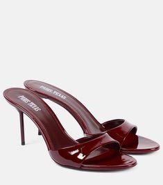 Lidia 70 patent leather mules in red - Paris Texas | Mytheresa Pretty Heels, Dr Shoes, Mid Heel Sandals, Cute Heels, Shoe Inspo, Girly Shoes, Aesthetic Shoes, Paris Texas, Red Heels