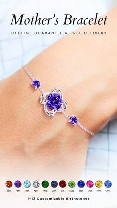 This Mother's Day, choose a gift that mirrors the sky's infinite beauty with our Amethyst Birthstone Bracelet. As always, our pieces come with a lifetime guarantee and the joy of free delivery. Mother's Day Cubic Zirconia Bracelets, Gift Crystal Bracelet, Round Gemstone Crystal Bracelet Gift, Gemstone Crystal Bracelet As Gift, Round Crystal Gemstone Bracelet Gift, Mother's Day Gift Crystal Round Bracelet, Elegant Cubic Zirconia Bracelets As Gift, Elegant Cubic Zirconia Bracelets For Gifts, Mother's Day Gift Crystal Bracelet