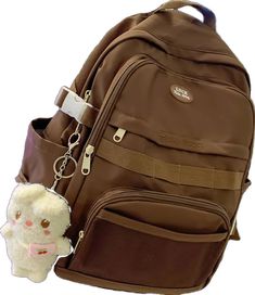 Brown School Backpack With Zipper Pocket, Brown School Bag With Anti-theft Pocket, Vintage Brown Backpack For On-the-go, Brown Leather Backpack With Trim For On-the-go, Brown Backpack With Zipper Pocket For On-the-go, Letter Bag, Functional Backpack, Style Preppy, Composition