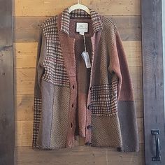 Bob Timberlake Size L Cardigan Sweater. Nwt, Never Worn. Color Is Patchwork Style Of Brown Patterns With Some Rust Accents Brown Patchwork Sweater For Fall, Brown Patchwork Outerwear For Layering, Cozy Patchwork Cardigan For Layering, Fall Patchwork Cardigan For Layering, Rust Accents, Cashmere Wrap Sweater, Look Cardigan, Bob Timberlake, Hollister Cardigan