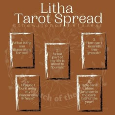 a poster with four frames and the words,'little tarot spread'on it