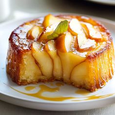 a piece of pineapple upside down cake on a plate