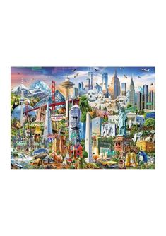 a painting of a city with lots of tall buildings