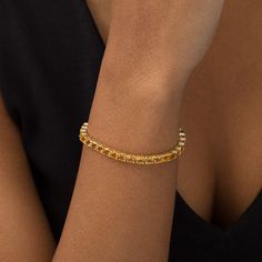 Simple yet stunning, this gemstone tennis bracelet radiates beauty and style. Crafted in sterling silver with 14K gold plate, this glamorous look showcases 4.0mm cushion-cut lab-created golden yellow citrines. Buffed to a brilliant luster, this 7.25-inch bracelet secures with a tongue and groove clasp. Elegant Yellow Gold Jubilee Bracelet, Modern Gold Tennis Bracelet For Everyday Luxury, Elegant Yellow Gold Bracelet Gift, Timeless Gold Bracelet With Gemstone, Gold Diamond Bracelet With Gemstone, Gold Stackable Tennis Bracelet For Formal Occasions, Luxury Gold Diamond Gemstone Bracelet, Gold Diamond Gemstone Bracelet, Gold Fine Jewelry Bracelet With Gemstone