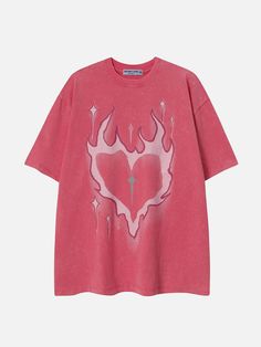 Heart Shirt Design, Heart Flame, Retro Summer Outfits, Oversize Style, Top Streetwear Brands, Aelfric Eden, 150 Lbs, 110 Lbs, Cotton Clothing