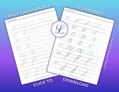 two worksheets with the letters g and l on them, each in different colors