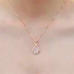 Finish off looks with a bit of glitz by donning this necklace designed to shine with a luxe 18-karat rose gold plating. Chain: 18'' L Pendant: 0.39'' W x 0.51'' L Lobster claw clasp 18k rose gold-plated copper / cubic zirconia / rose quartz Minimalist Accessories Jewellery, Antique Gold Bracelet, Small Earrings Gold, Diamond Bracelet Design, Fancy Jewelry Necklace, Preppy Jewelry