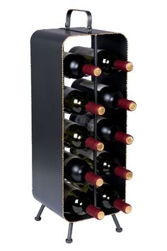 Gray Metal Wine Rack | Dutchbone Stalwart | DutchFurniture.com Wine Rack Bar, Metal Wine Rack, Wine Bottle Rack, Rack Design, Oval Table Dining, Wine Parties, Wine Collection, Bottle Rack, Mini Bar