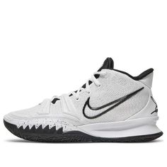 Nike Kyrie 7 TB 'White Black' DA7767-100 (SNKR/Men's/Mid Top/Non-Slip/Basketball/Shock-absorbing) White Basketball Shoes With Shock Absorption For Training, Summit White Basketball Shoes With Boost Midsole, White Dynamic Basketball Sneakers, Dynamic White Basketball Sneakers, White Sneakers With Shock Absorption For Sports, Casual White Basketball Shoes With Shock Absorption, White Functional Mid-top Basketball Shoes, Functional White Mid-top Basketball Shoes, Nike Dynamic White Basketball Shoes