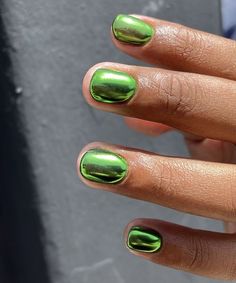 Detailed Nail Art Short Nails, Short Maximalist Nails, Green Chrome Nails, Mens Nails, Minimal Nails, Dream Nails, Fire Nails, Funky Nails