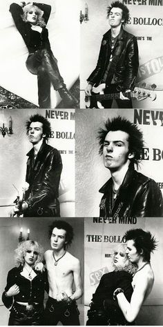 black and white photo collage of punk rockers from the 80s's to today