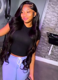 Straight Black Wig Install, Straight Wigs Hairstyle, Long Wig Hairstyles For Black Women, Straight Frontal Hairstyles, Cat Hairstyles, Fire Hairstyles, 21st Birthday Hairstyles, Long Weaves, Hair Facts