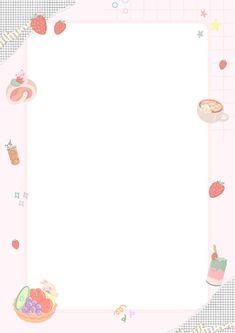 a pink background with food and drinks on the bottom right corner is an empty square