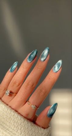 Teal Nail Designs, Gel French Manicure, Teal Nails, Turquoise Nails, Nails Yellow, Silver Nail, Blue Nail