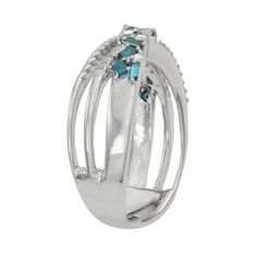 This Jewelexcess 1/2 carat T.W. blue and white diamond ring offers timeless beauty.Click on this JEWELRY & WATCHES GUIDE to learn about fit, styles, materials and more! Width: 7.40 mm Metal: sterling silver Plating: sterling silver Finish: polished Nickel freeDIAMOND DETAILS Total weight: 1/2 ct. Color: blue, white Shape: baguette, round Setting: prong Diamond weights are approximate. Diamond Total Weights may vary between .01 and .13 ct. Some diamonds consist of fewer than 17 facets. Gemstones Diamond Cluster Birthstone Ring With Accent Stones, Silver Platinum Sapphire Ring With Channel Set, Silver Platinum Channel Set Sapphire Ring, White Gold Blue Topaz Ring With Diamond Cut, Formal Blue Topaz Diamond Ring In Diamond White, Silver Blue Topaz Diamond Cut Ring, Blue Topaz Diamond Cut Round Ring, White Gold Rings With Blue Topaz And Prong Setting, White Gold Diamond Ring With Brilliant Cut Blue Topaz