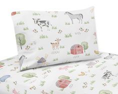 a sheet set with farm animals on it