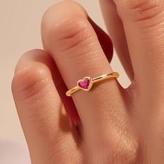 14k Gold Plated Tiny Heart Ring, 925 silver Bezel Ruby Gemstone Ring, Solid Gold Plated Ruby Promise Ring, Ruby Gemstone Pinky Ring Details:  Item: Ruby gemstone  Heart Ring Metal : 925 Sterling Silver Size : Select From variations  These items are handmade, All are designed and handmade in-house by me and team with precision, Perfect craftsmanship and strong interest! We are continuously listing new products in our store. So keep coming back to see more great updates in the store. The amazing quality & best price! Wholesale orders With Custom are welcome to message me for pricing information. Product color may slightly vary due to photographic lighting sources or your monitor setting. Kindly look for the beautiful and eye tempting jewelry at my store -  https://www.etsy.com/in-en/shop/Ani 14k Gold Heart-shaped Ruby Promise Ring, Dainty Heart-shaped Promise Birthstone Ring, Dainty Heart Shaped Birthstone Promise Ring, Dainty Heart Birthstone Promise Ring, Heart-shaped Anniversary Jewelry With Heart Print, Pink 14k Gold Heart Ring Gift, Heart-shaped 14k Gold Ruby Promise Ring, Dainty Heart Ring With Birthstone For Promise, Heart Ring For Valentine's Day Promise