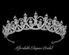 Crystal and Rhinestone Wedding Tiara in Silver Plating Bridgerton Wedding, Vintage Wedding Accessories, Vintage Glam Wedding, Feel Like A Princess, Crystal Bridal Tiaras, Silver Tiara, Crystal Tiara, Budget Friendly Wedding, Crystal Tiaras