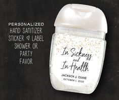 personalized hand sanitizer sticker for shower or party favors with love and thanks