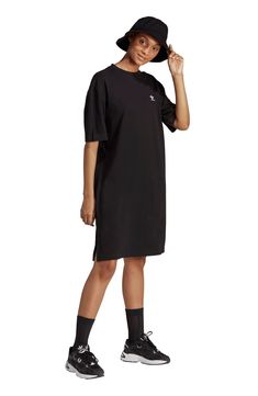 Trefoil logos stamp the front and back of this loose-fit T-shirt dress with sporty DNA and a soft cotton build. Crewneck Short sleeves 100% cotton Machine wash, dry flat Imported Tv Entertainment Units, High Leg Boots, Fabric Gifts, Anniversary Sale, Free Fabric, Fashion Furniture, Nordstrom Dresses, Tv Stand, T Shirt Dress